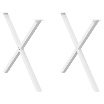 Image of vidaXL Dining Table Legs x Shape 2pcs White 90 (72 73) cm Steel, Leg, Metal Furniture Leg