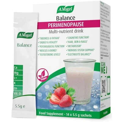 Image of A.Vogel Perimenopause Supplement Supporting You in 10 Different Ways During Balance Multi Nutrient Drink for Women One a Day Strawberry Flavoured