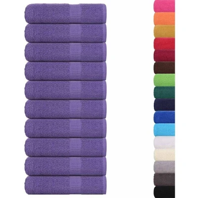 Image of vidaXL Bath Towels 10 pcs Purple 100x150 cm 360 gsm 100% Cotton