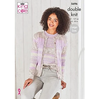 Image of King Cole 5696 Knitting Pattern Womens Cardigan and Sweater in Fjord DK