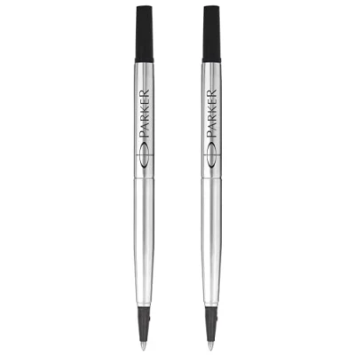 Image of Parker Rollerball Pen Original Quink Ink Refills 0.7mm Medium Point Black Pack of 2