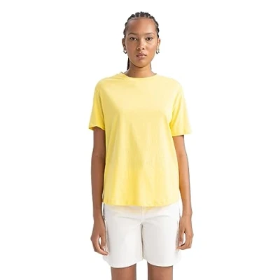 Image of DeFacto Women&#039;s B0642ax T Shirt, Yellow, Large