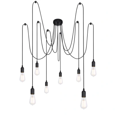 Image of Oliver Cluster Pendant Ceiling Light Black 8x E27