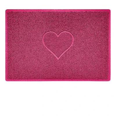 Image of Nicoman Heart Embossed Shape Entrance Door Mat Dirt Trapper Washable Barrier Doormat Indoor or Outdoor (Large, Pink, 90 x 60cm)