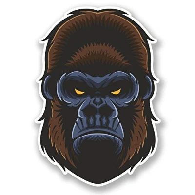 Image of 2 x Monkey Gorilla Sticker Car Bike Laptop Helmet Ape Kids Skateboard #6714 (7cm Wide 10cm Tall)