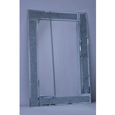 Image of Biznest Large Sparkle Silver Glitter Wall Mirror Frame Glass Living Room Lounge 60X80Cm The World&#039;S Largest Collection Of