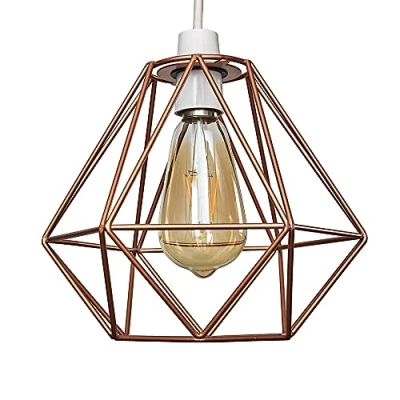 Image of MiniSun Retro Style Copper Metal Basket Cage Ceiling Pendant Light Shade Complete with a 4w LED Filament Bulb [2700K Warm White]