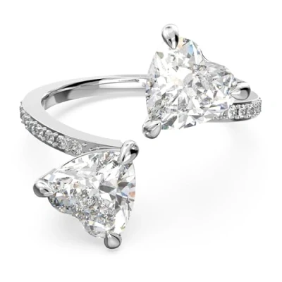 Image of Swarovski Attract Soul open ring, Heart, White, Rhodium plated, 60