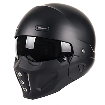 Image of Woljay Open face Full Helmet Motorcycle Modular Helmets for Unisex Adult Street Bike Cruiser Scooter DOT Approved (Matte Black,XXL)