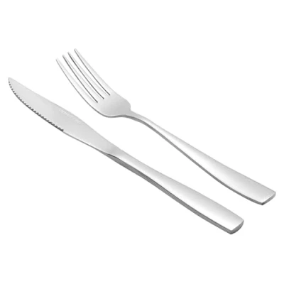 Image of Annkky Set of 12 Steak Knives and Forks, Stainless Steel Cutlery Fork Knife