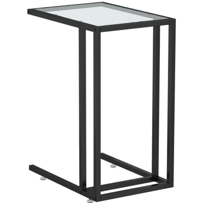 Image of vidaXL Computer Side Table Transparent 50x35x65 cm Tempered Glass