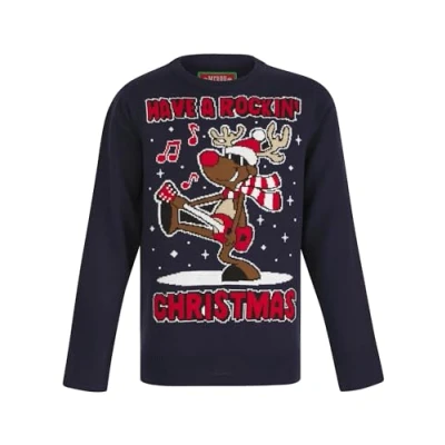 Image of Tokyo Laundry Boy&#039;s &#039;Rockin Rudolph&#039; LED Light Up Novelty Christmas Jumper