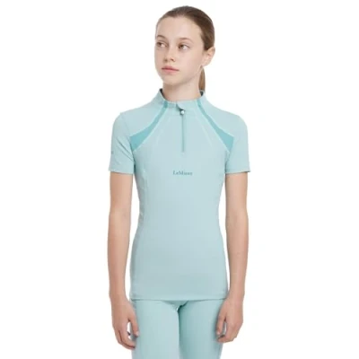 Image of LeMieux Young Rider Short Sleeve Mia Mesh Childrens Base Layer Aqua 9 10 Years