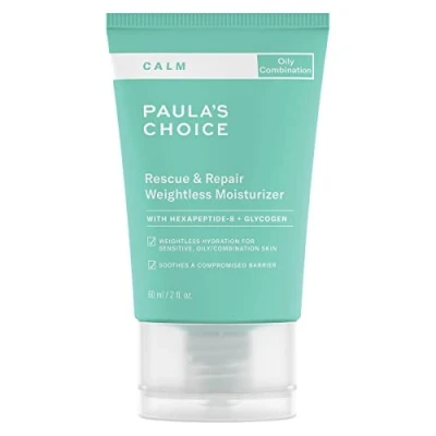 Image of Paula&#039;s Choice CALM Rescue &amp; Repair Weightless Moisturiser Lightweight Lotion for Sensitive Skin Calms Redness Targets Wrinkles with Northern Truffle Combination to Oily 60 ml
