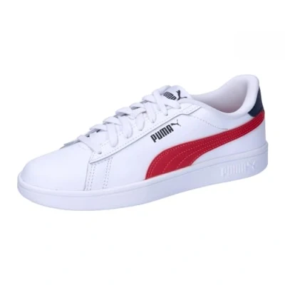 Image of Puma Unisex Youth Smash 3.0 L Jr Sneakers, White Club Red Navy, 5 UK