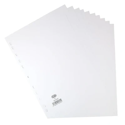Image of Elba A4 10 Part Card File Dividers, 1 Set White Tabbed Folder Dividers