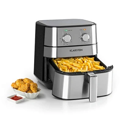 Image of Klarstein AeroVital Hot Air deep Fryer 1700 W 5,4 Liter Volume Temperature Adjustment Timer Dishwasher Safe Parts Low Fat, time Saving Frying Stainless Steel Silver