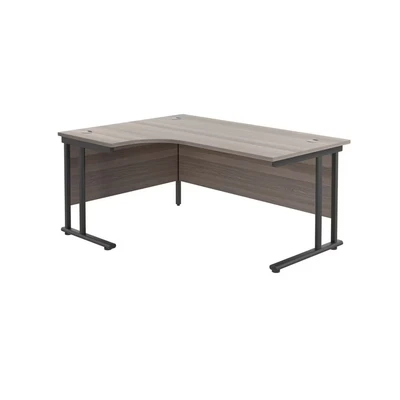 Image of Jemini Radial Left Hand Double Upright Cantilever Desk 1600x1200x730mm Grey Oak/Black KF820390