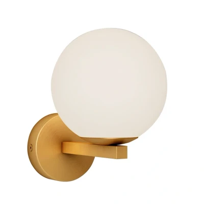 Image of Lucande wall light Bidolo, brass coloured, glass, 12 cm, IP44