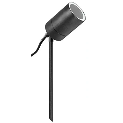 Image of Garden Outdoor Spike Light Mains Powered Black Finish Stainless Steel Water Resistant Ground Pathway Lighting ZLC307B