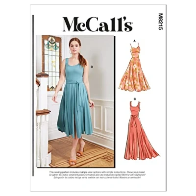 Image of McCalls Sewing Pattern M8215RR RR (18W 20W 22W 24W) Misses&#039; &amp; Women&#039;s Dresses, Multi Colour