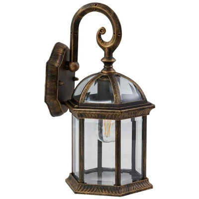 Image of Lindby outdoor wall light Adelisa, gold antique, aluminium, height 39 cm