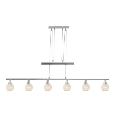 Image of Olli Bar Pendant Ceiling Light Nickel Matt Satined Glass Shade 6x E14 3000K