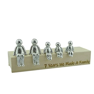 Image of 7th Anniversary Idea 7 Years We Made A Family Metal Ornament Choose Your Combination Box &amp; Woodgrain May Vary(3 Children)