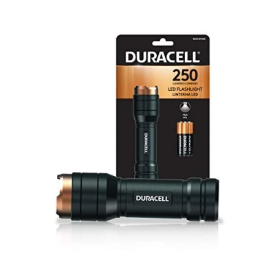 Image of Duracell 250 Lumen Aluminum Flashlight for Everyday Use Reliable, Durable, and Portable Design with 3 AAA Batteries Included. Great in Door &amp; Out