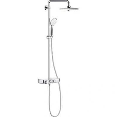 Image of GROHE Euphoria SmartControl 260 Shower System Set with Exposed Cool Touch Thermostat (3 Spray Head 26 cm, 3 Hand 11 Horizontal 45cm Arm, Hose 1.75 m), Chrome, 26509000