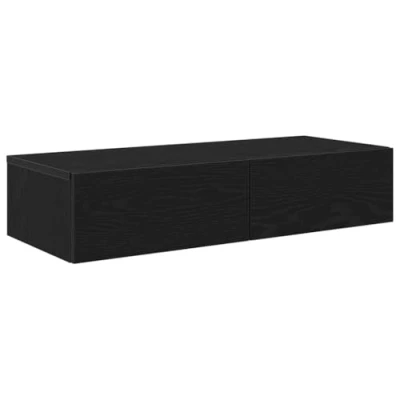 Image of vidaXL wall shelf with drawers engineered wood floating storage unit for living room/bedroom black 80x33x17 cm