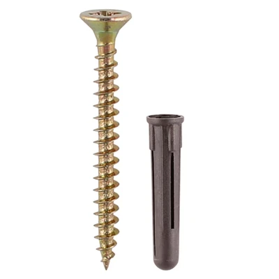 Image of 3x TIMCO Brown Plastic Plugs with Screws SBPLUGB Pack of 125