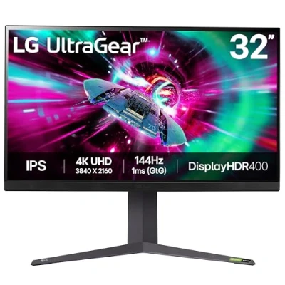 Image of LG UltraGear 4K Gaming Monitor 32GR93U, 31.5 inch, 4K, 144Hz, 1ms GtG, IPS Display, HDR 10, NVIDIA G Sync &amp; AMD FreeSync compatible, Smart Energy Saving, Displayport, HDMI