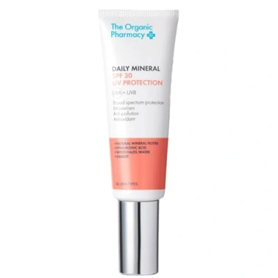 Image of The Organic Pharmacy Daily Mineral SPF30 UV Protection, 50ml Serum Infused Non Nano Sunscreen Moisturising Unparalleled Protection 39% Organic, 85% Natural