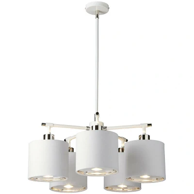 Image of Balance 5 Light Multi Arm Ceiling Pendant White, Polished Nickel, E27