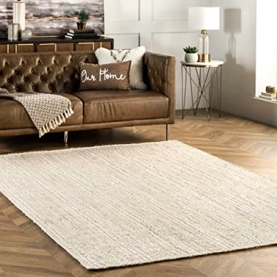 Image of nuLOOM Rigo Hand Woven Farmhouse Jute Area Rug, 183 cm x 274 cm, Off white