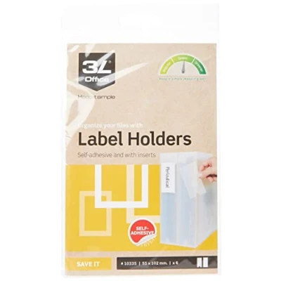 Image of 3L Label Polypropylene Self Adhesive Holders, 55mm x 102mm, Pack of 6