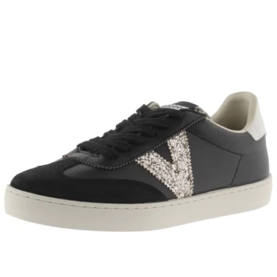 Image of victoria Berlin Ciclista Leather Effect Low Tennis &amp; Glitter Logo Split Toe 1126198 for Women Negro 41