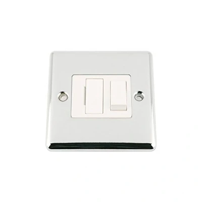 Image of Fused Switch Polished Chrome Classic White Insert Plastic 13 Amp Switched Spur Unit