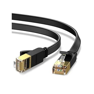 Image of UGREEN Ethernet Cable 1M, Cat 7 Flat High Speed Gigabit Network Cable, U/FTP 10Gbps 600Mhz/s RJ45 LAN Internet Patch Cord Compatible with Router, Modem, Xbox, PC &amp; Laptop, PS5, Switch, Printer
