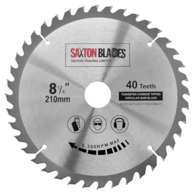 Image of Saxton TCT Circular Wood Saw Blade 210mm x 30mm 40T for Festool Bosch Makita Dewalt fits 216mm saws