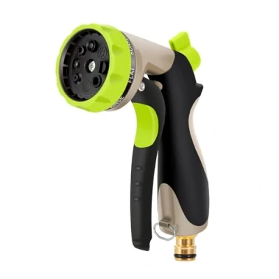 Image of RnCop Metal Hose Spray Gun, 8 Adjustable Patterns Body High Pressure Nozzle for Precision Watering, Perfect Plants, Lawns, Cars, Bikes, and Pets Bathing Green