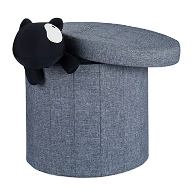 Image of Relaxdays Round Storage Ottoman, 43x45x45cm