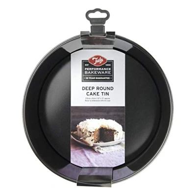 Image of Tala 10A10703 Performance 25cm Deep Round Cake Tin, Professional Gauge Carbon Steel with Whitford Eclipse Non stick Coating, Loose base Pan for Quick Release, Black