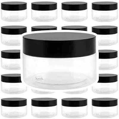 Image of JOIKIT 24 Pack 100ml Clear Plastic Jars with Lids, Wide Mouth Storage Container Lids for DIY Arts Crafts, Beads, Spices, Nuts