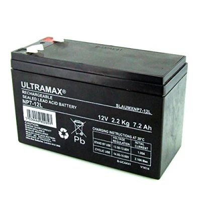 Image of ULTRAMAX 12V 7Ah Sealed Lead Acid Battery HR1234W New VRLA 12 v F2 6.4mm Connector