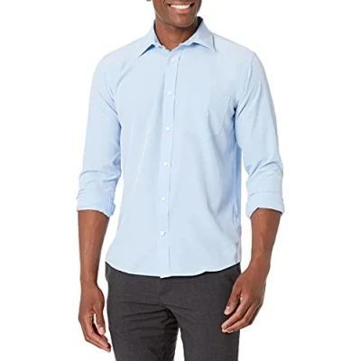 Image of Nautica Men&#039;s School Uniform Long Sleeve Performance Oxford Button Down Shirt, Ox Blue, Medium