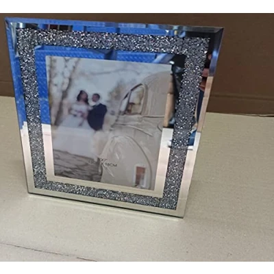 Image of Crushed Crystals Photo Frame Silver Mirrored Jewel Crystal Diamante Picture (7x5 inch)