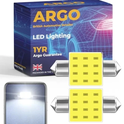 Image of Argo 31mm 239 Festoon C5w LED Car Bulb Cob Xenon White Bright Dome Reading License Number Plate Interior Bulbs 272 T4W Map Lamps Boot Light Footwell 12v