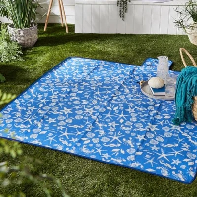 Image of Fusion Coastal Bay Picnic Blanket, 100% soft touch Polyester, Blue, 135 x 150cm